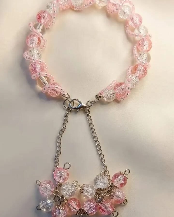 Pink & Clear Crystal Dangle Bracelet
