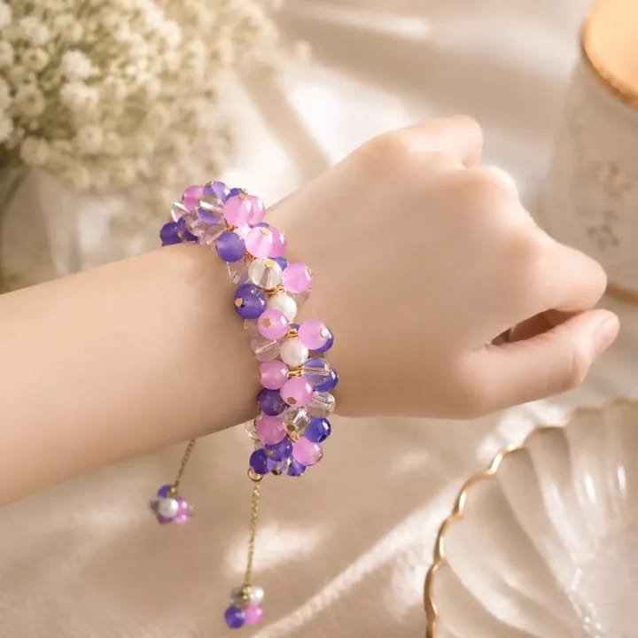Purple & Pink Cluster Bead Bracelet