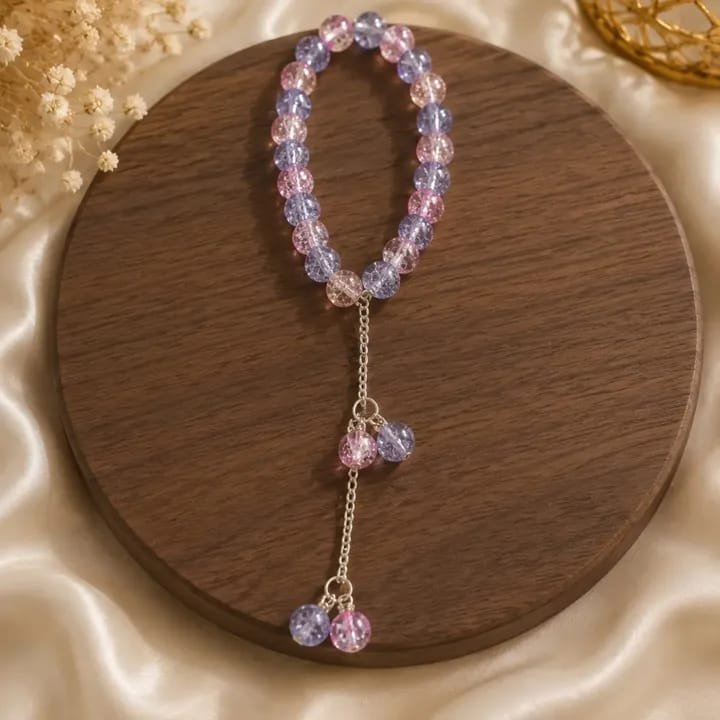 Pink & Lilac Crystal Dangle Bracelet